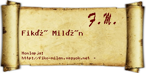 Fikó Milán névjegykártya